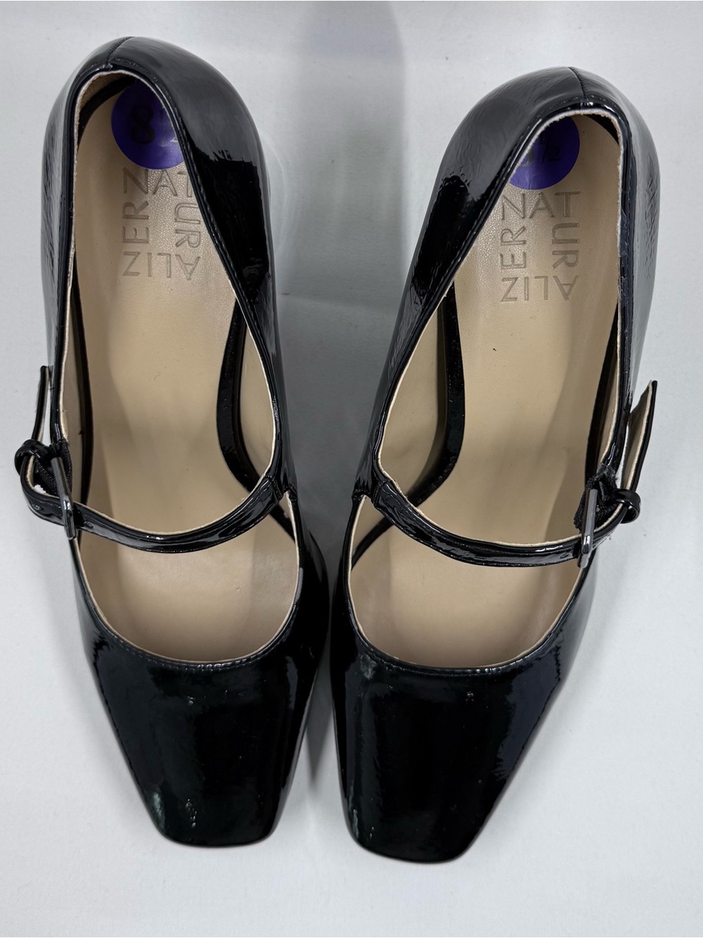 Naturalizer Black Patent Mary Jane Heels with Square Toe